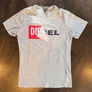Diesel Light Gray Logo T-Shirt Indie Sleaze great for Layering